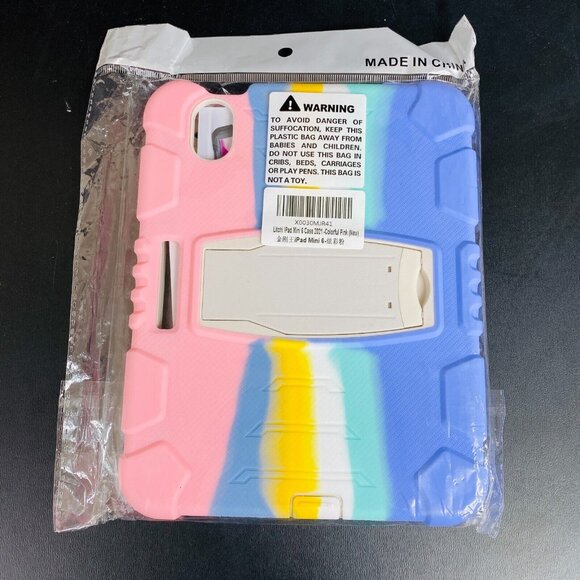 Litchi iPad Mini 6 Case 8.3" Pink Rainbow Built-In Stand Shock Proof EVA Foam - Picture 2 of 4